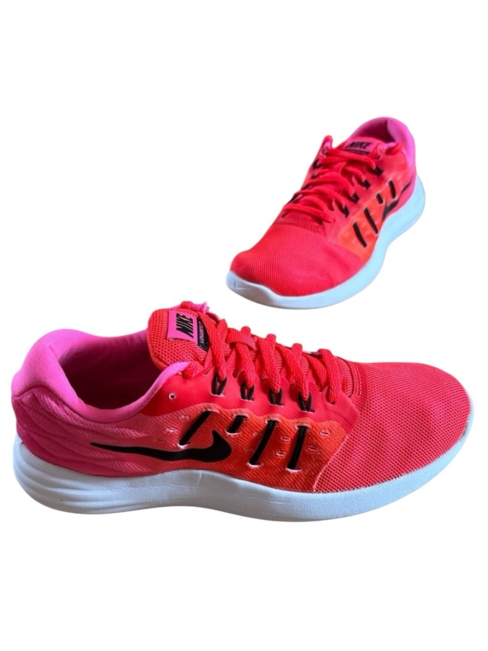 NIKE LUNAR STELOS RUNNING JOGGING TRAINING ATHLETIC SHOE WOMEN SZ 8 ORANGE PINK